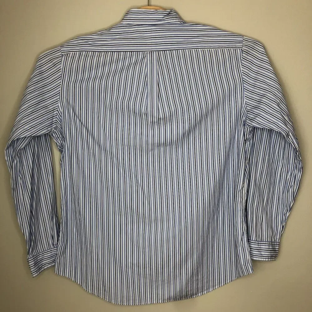 Ralph Lauren Men's XL‎ Blue White Striped Button Down Long Sleeve Dress Shirt